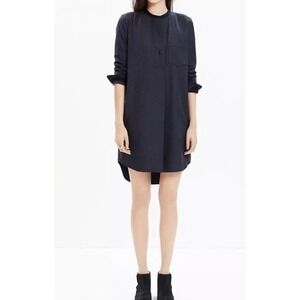 Madewell Latitude Shirt Dress Size Medium Shift Pockets Wool Blend Flannel Gray
